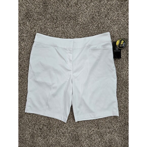 NWT PGA Tour Golf Medium Length White Shorts Womens Size 14 Stretch Waistband - Picture 1 of 7
